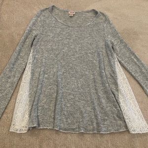Mossimo long sleeve gray sweatshirt with lace sides size medium